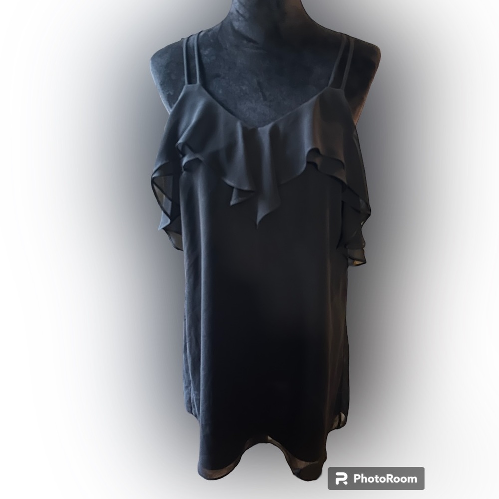 BCBGeneration Black 2 strap sleeveless dress with ruffles, size small